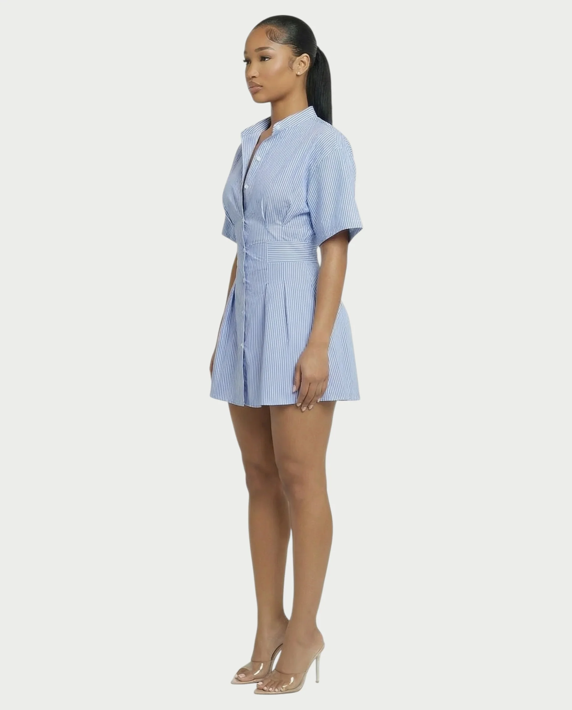 SKYLAR Button-Down Cinch Shirt Mini Dress - Image 3