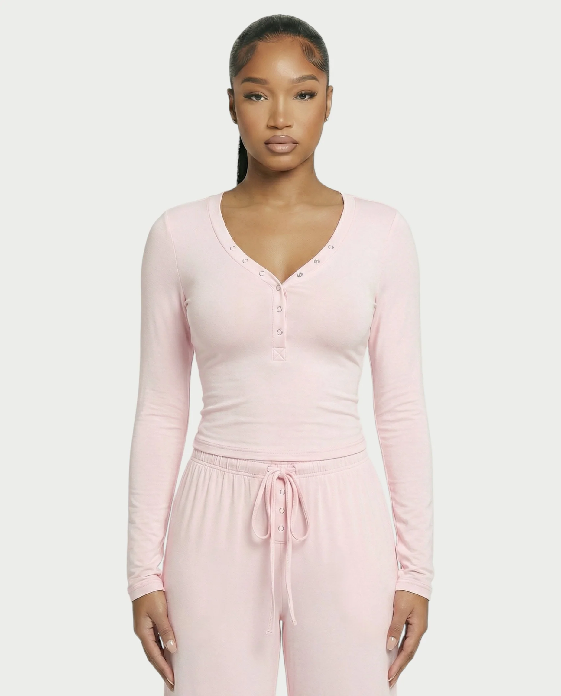 Snap Button Top & Drawstring Pant Set - Image 4