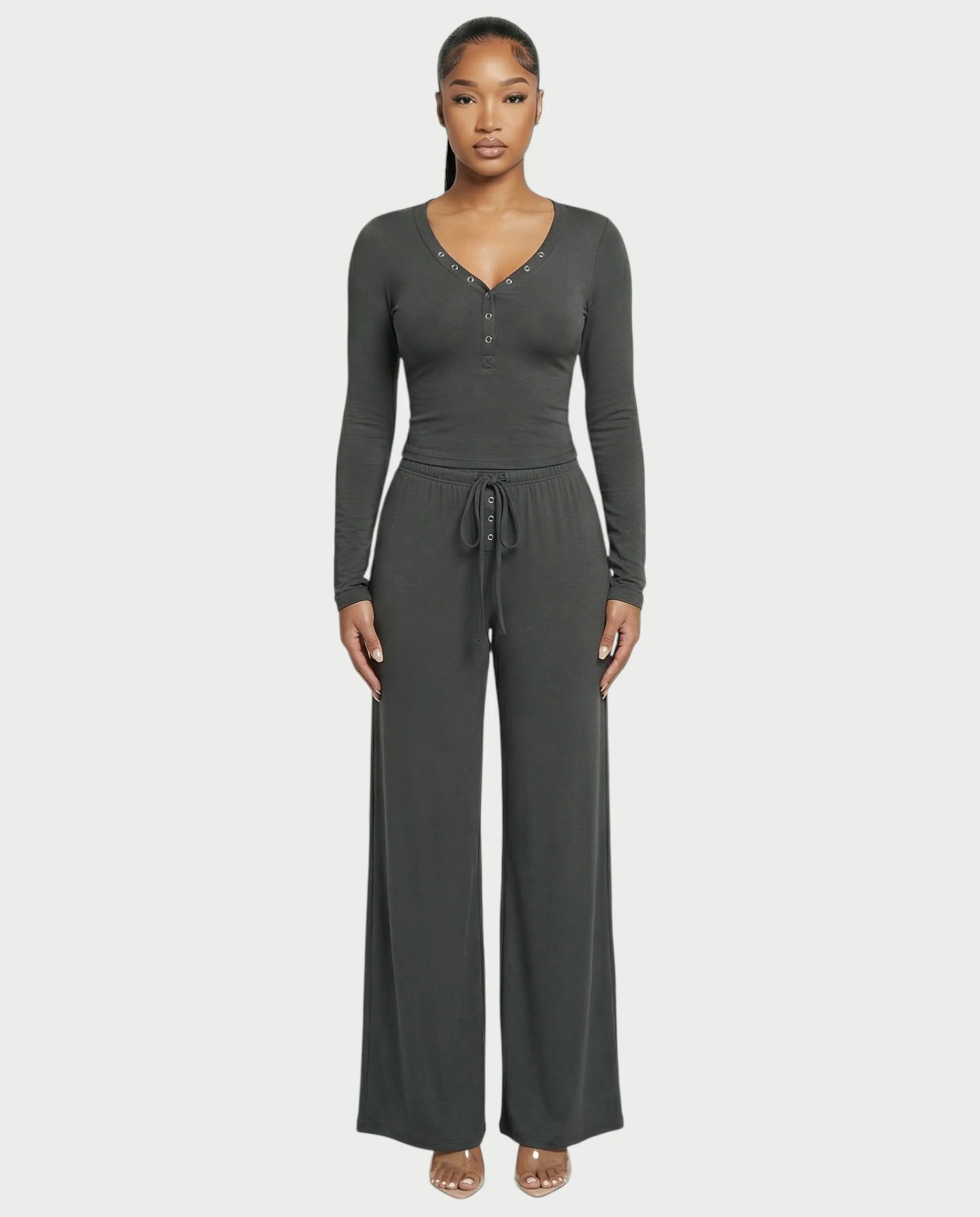 Snap Button Top & Drawstring Pant Set - Image 6