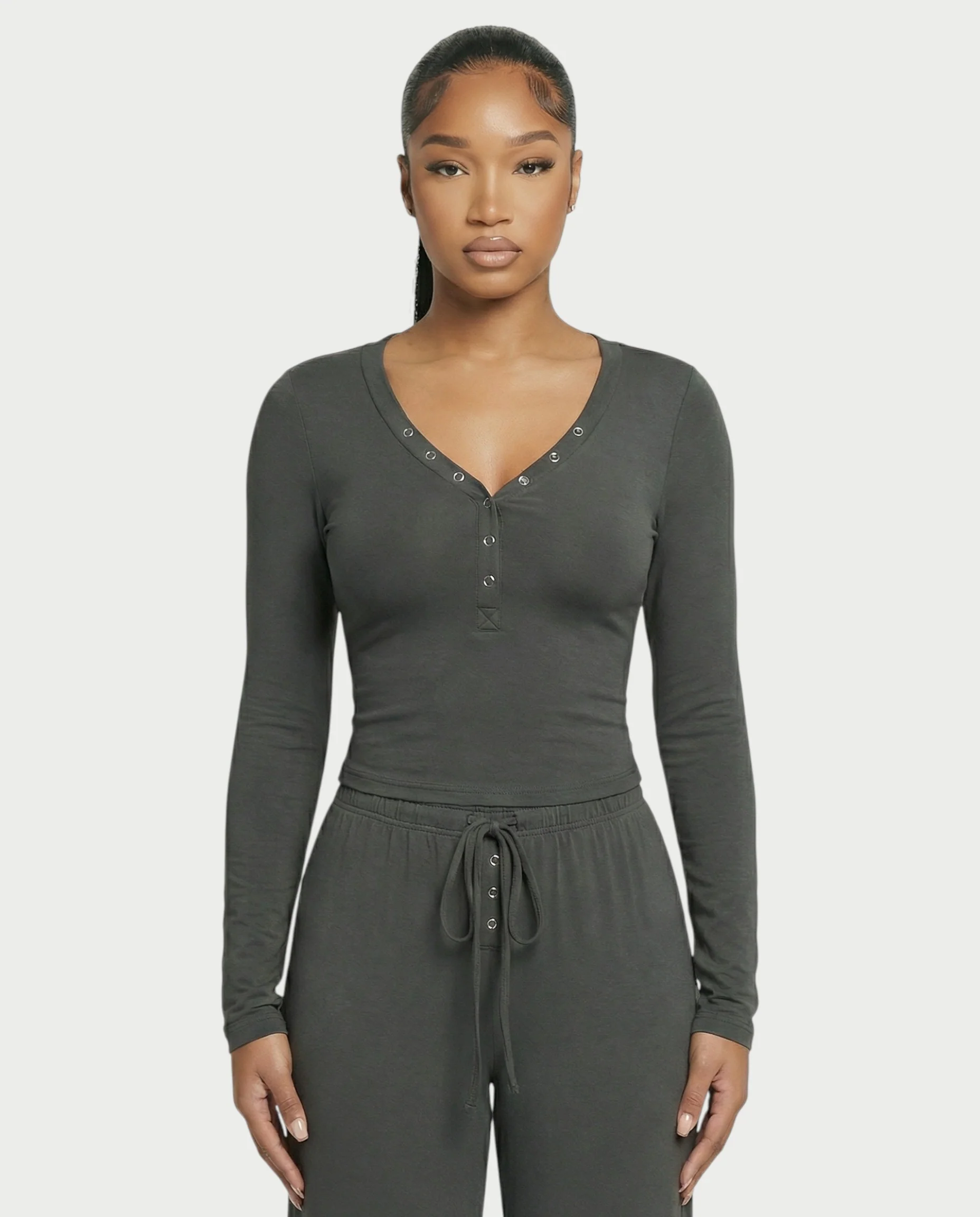 Snap Button Top & Drawstring Pant Set - Image 9