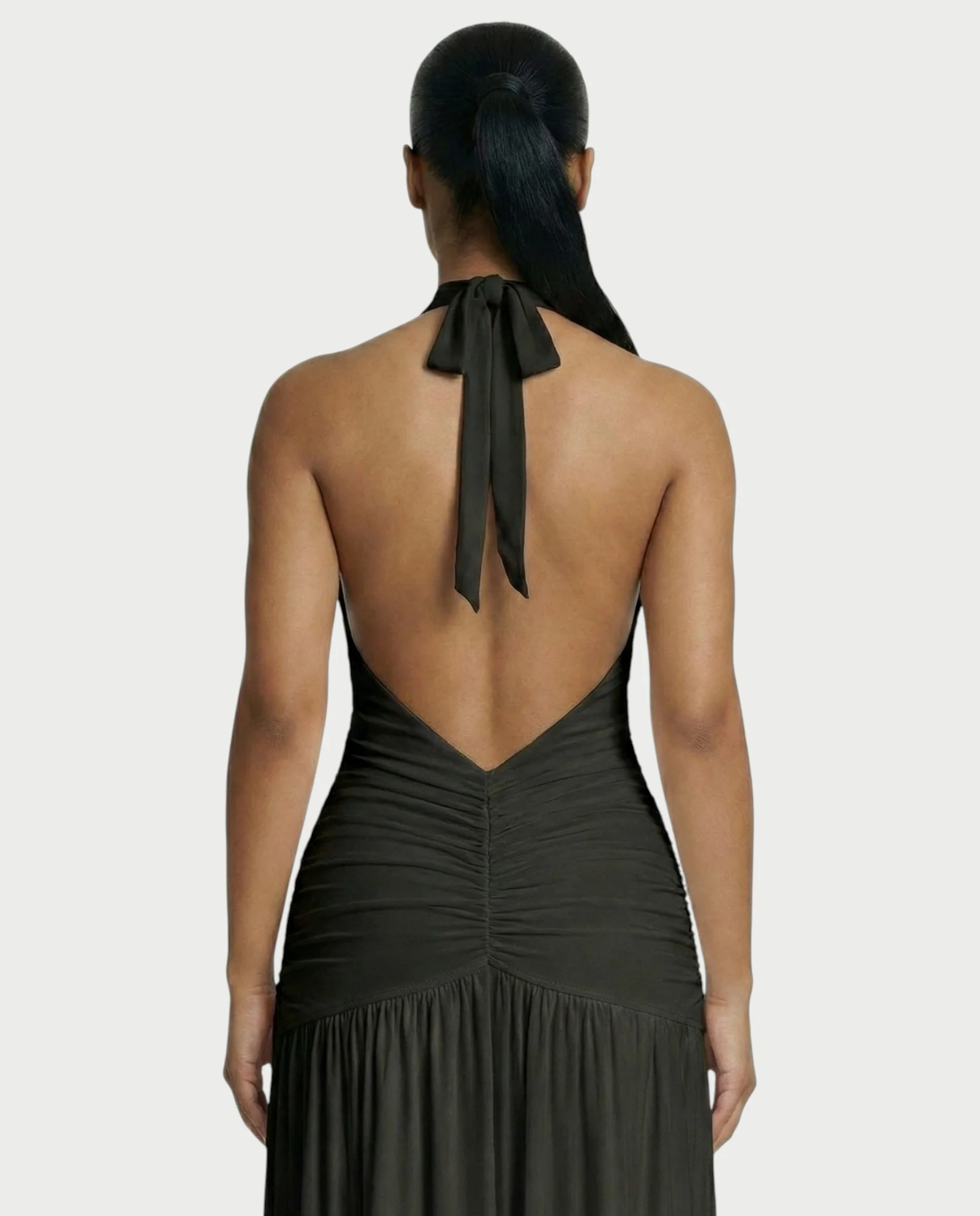 SORAYA Backless Halter Plunge Maxi Dress - Image 10