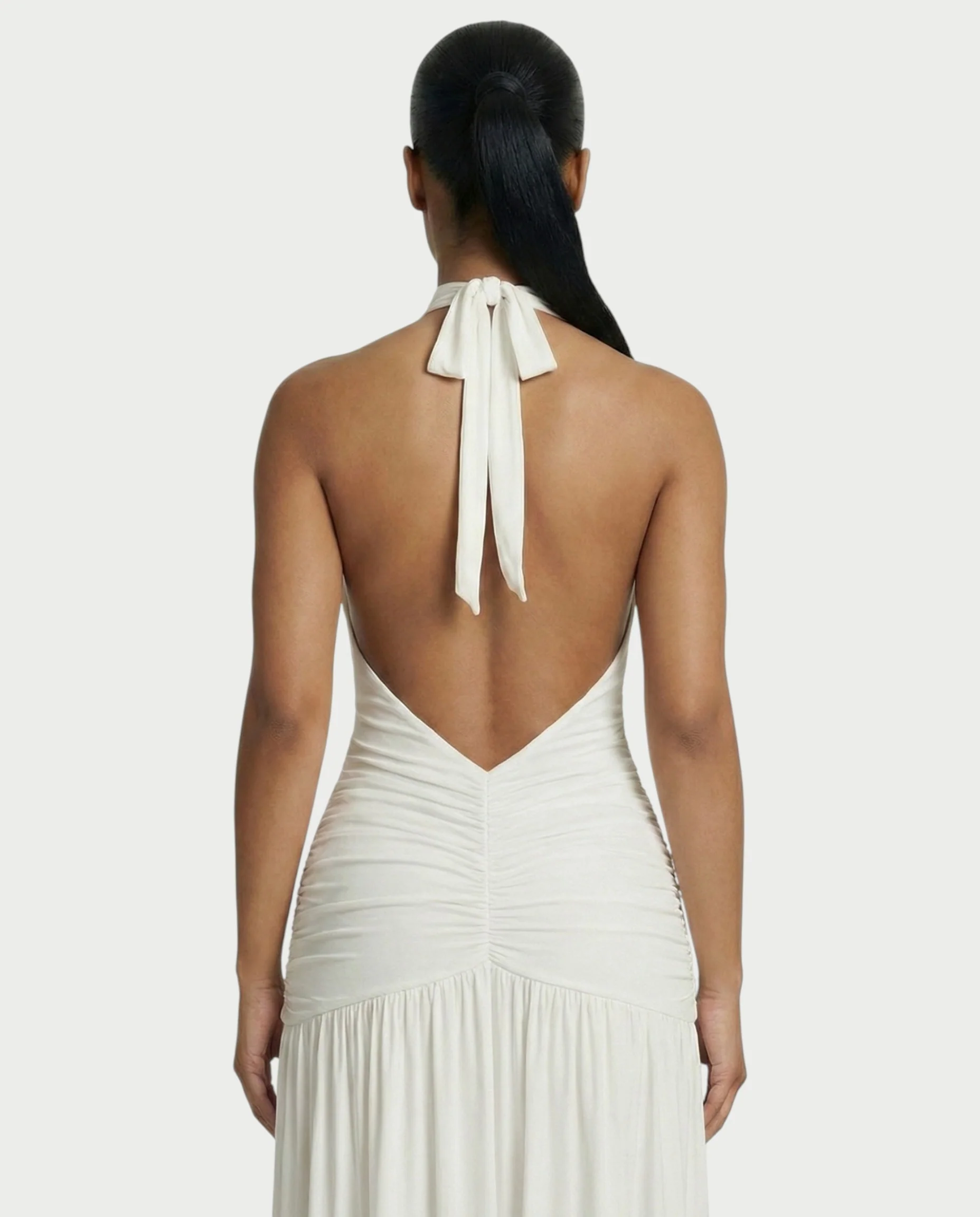 SORAYA Backless Halter Plunge Maxi Dress - Image 5