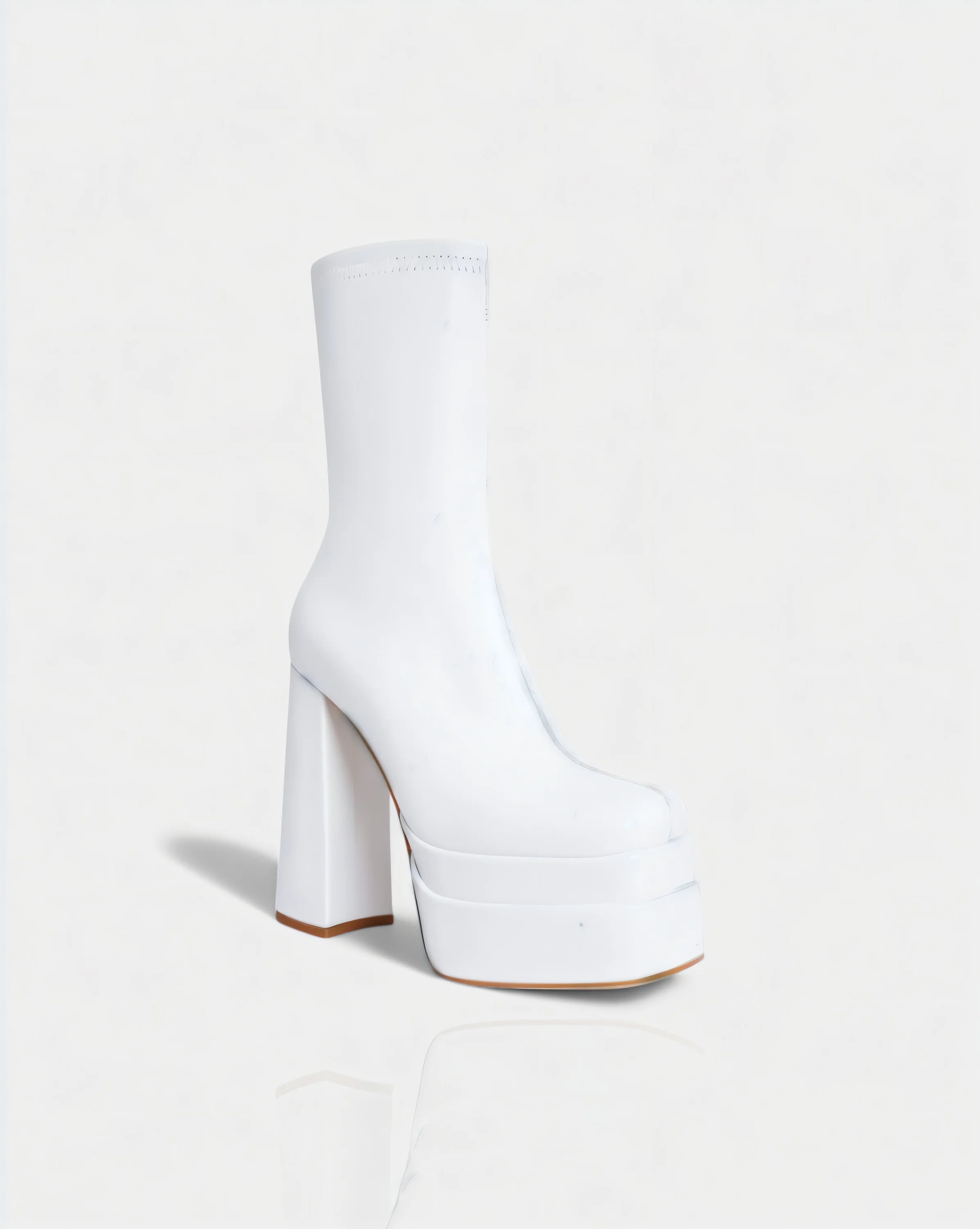 SOREYA Thick Heel Faux Leather Boots - Image 5