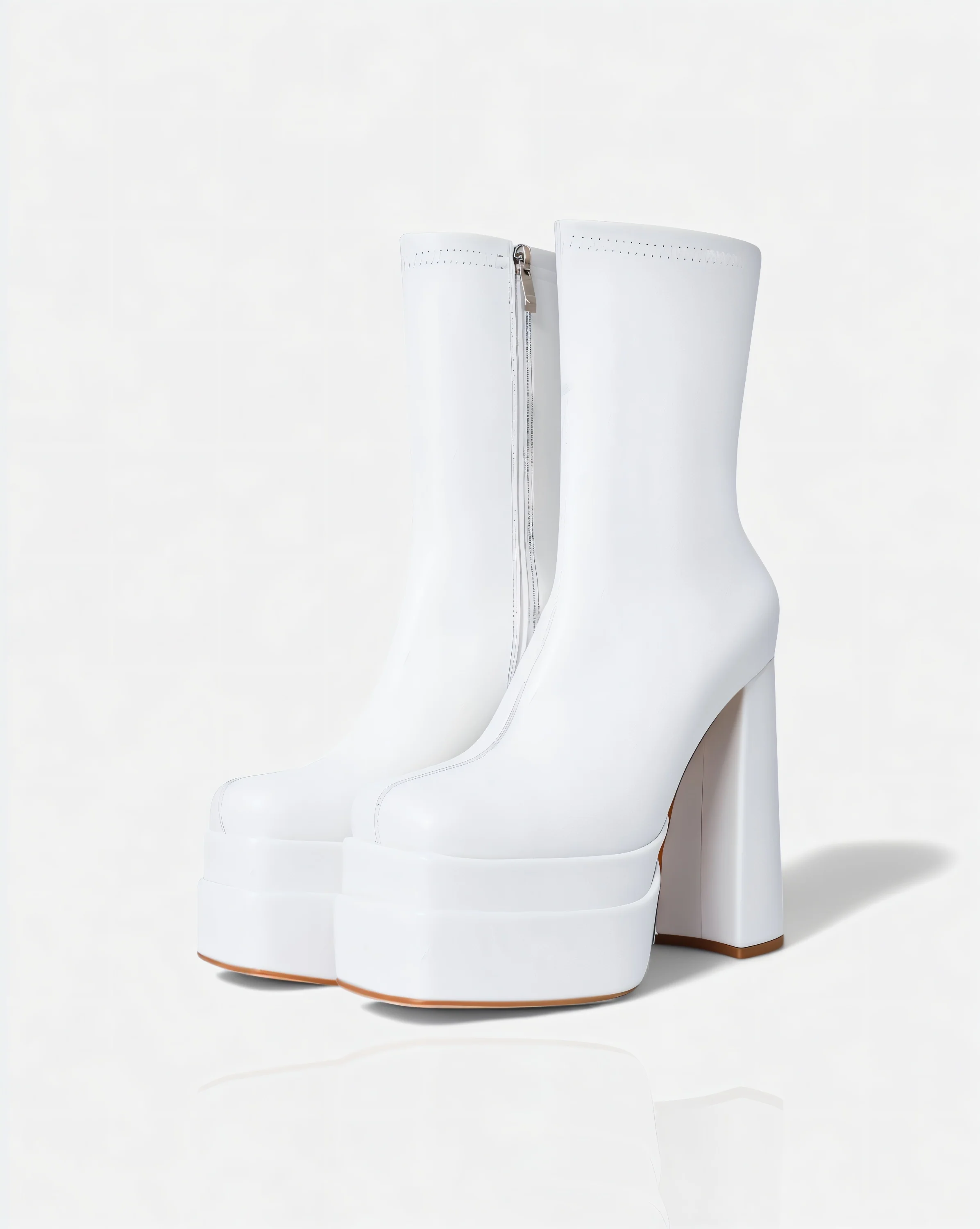 SOREYA Thick Heel Faux Leather Boots - Image 6