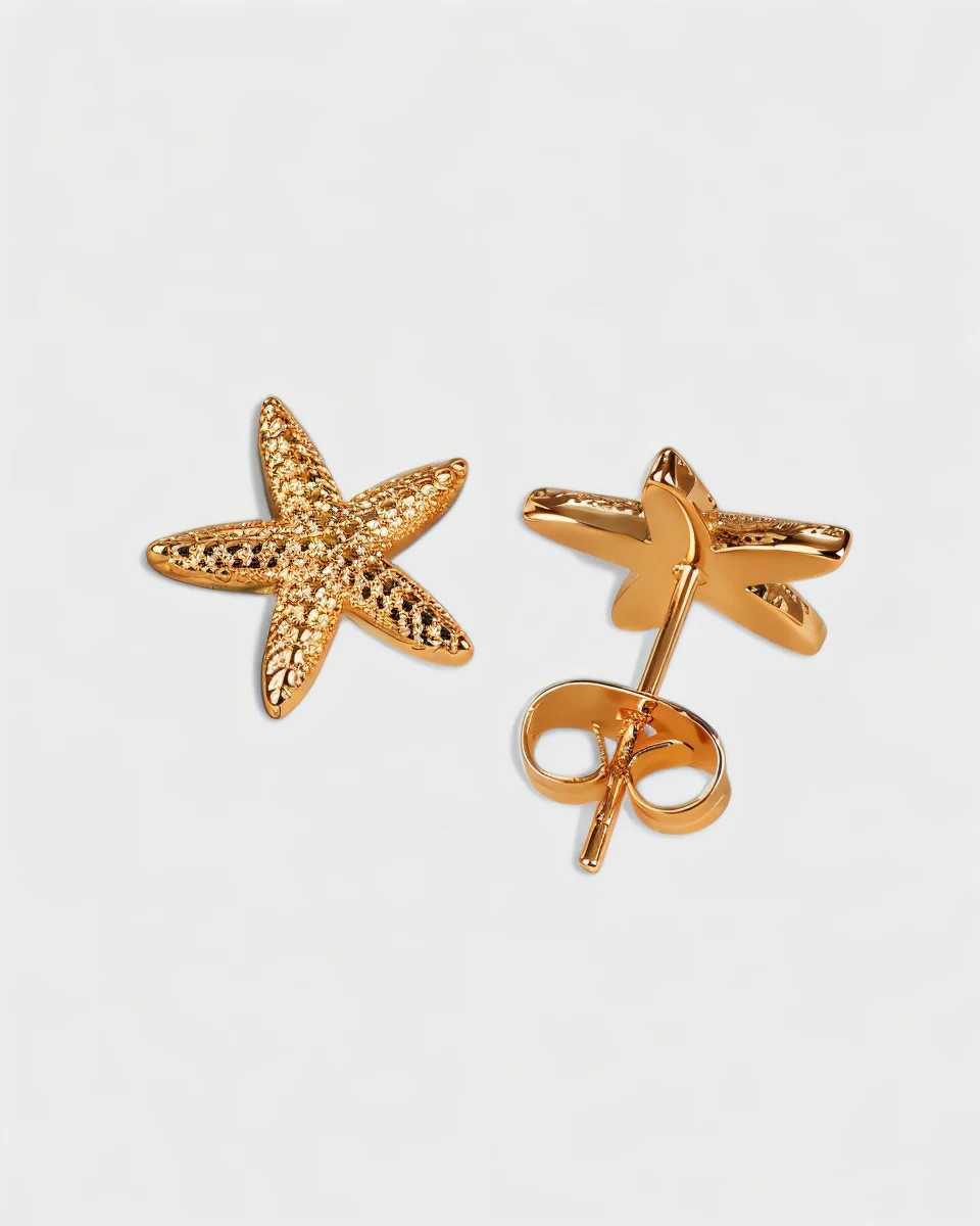 Stainless Steel Starfish Stud Earrings - Image 3