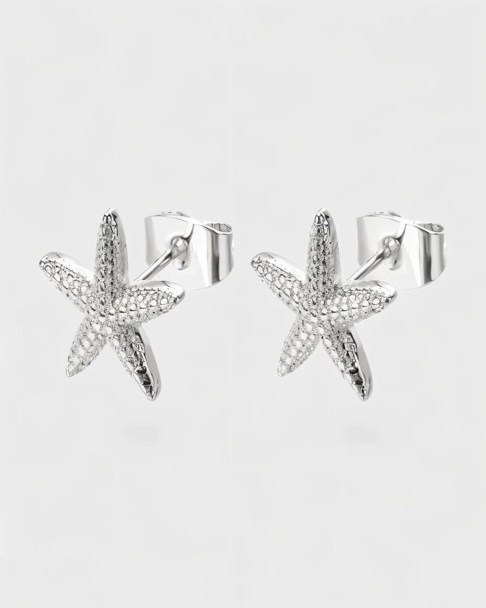Stainless Steel Starfish Stud Earrings - Image 4