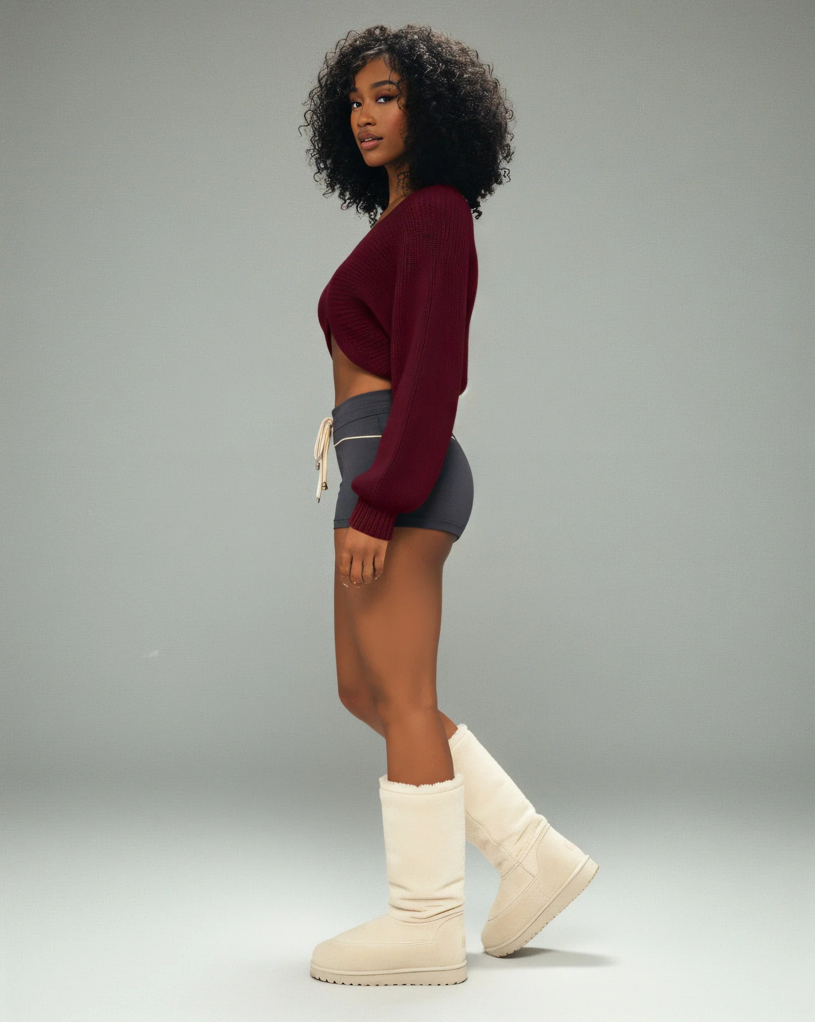 SUNNIVA Ribbed V-Cut Cropped Knit Sweater - Image 7