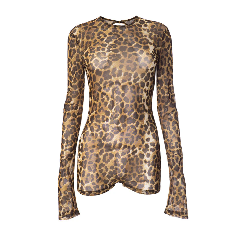 TIRZA Mesh Leopard Print Playsuit - Image 11