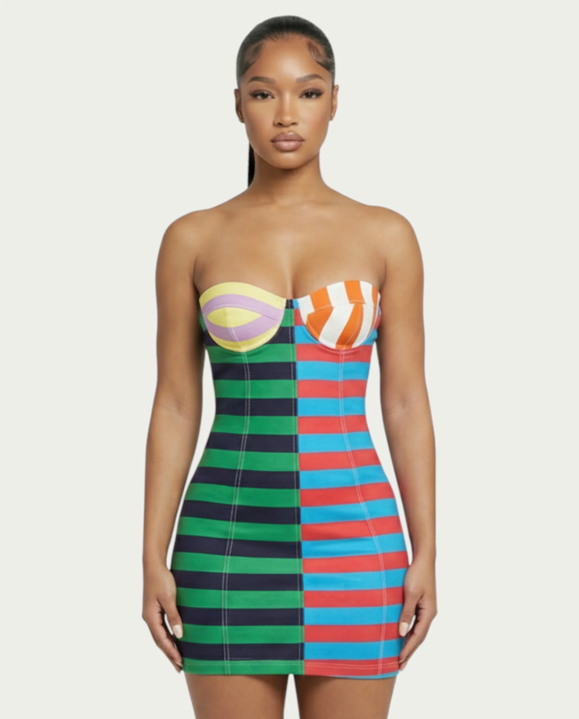 VIENNA Stripes Print Mini Dress - Image 4