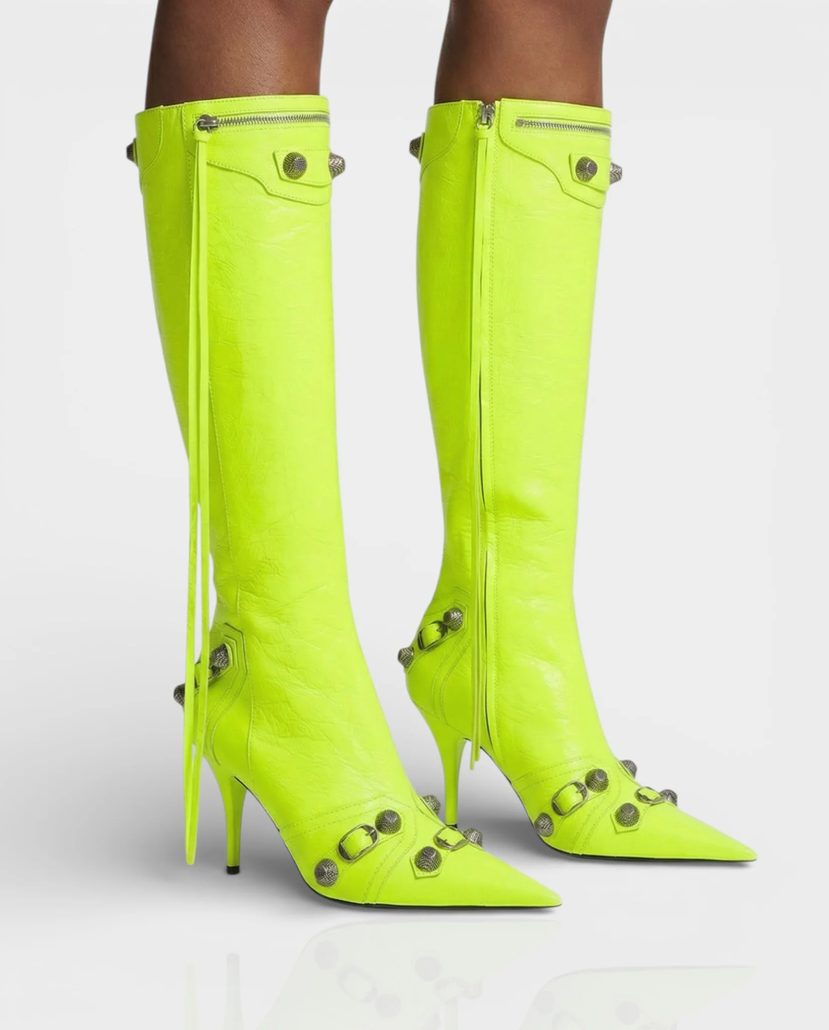 WENA Studded Pointed Toe Knee-High Boots - Image 13
