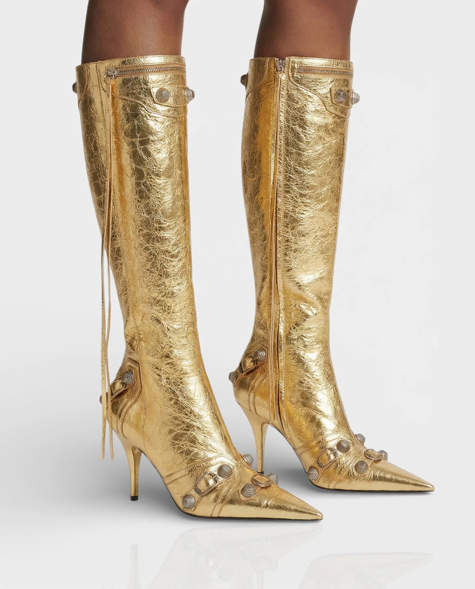 WENA Studded Pointed Toe Knee-High Boots - Image 21