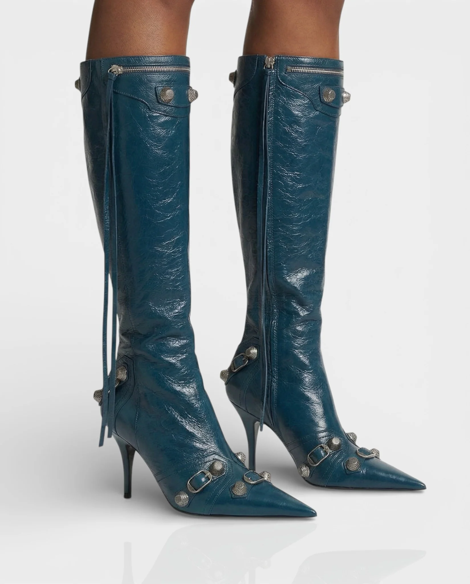 WENA Studded Pointed Toe Knee-High Boots - Image 25