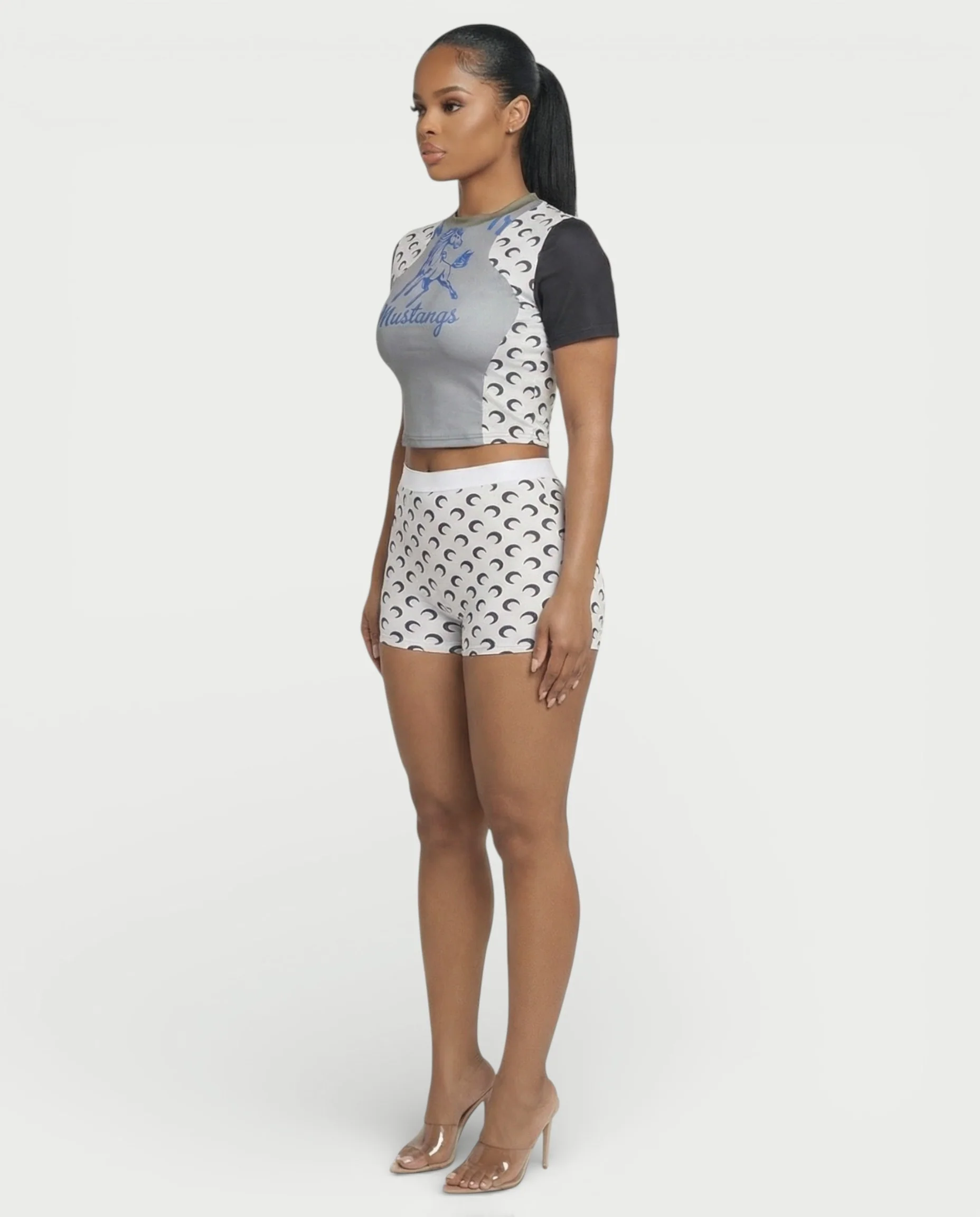 ZAVIA Crescent Contrast Print Crop Top & Shorts Set - Image 3