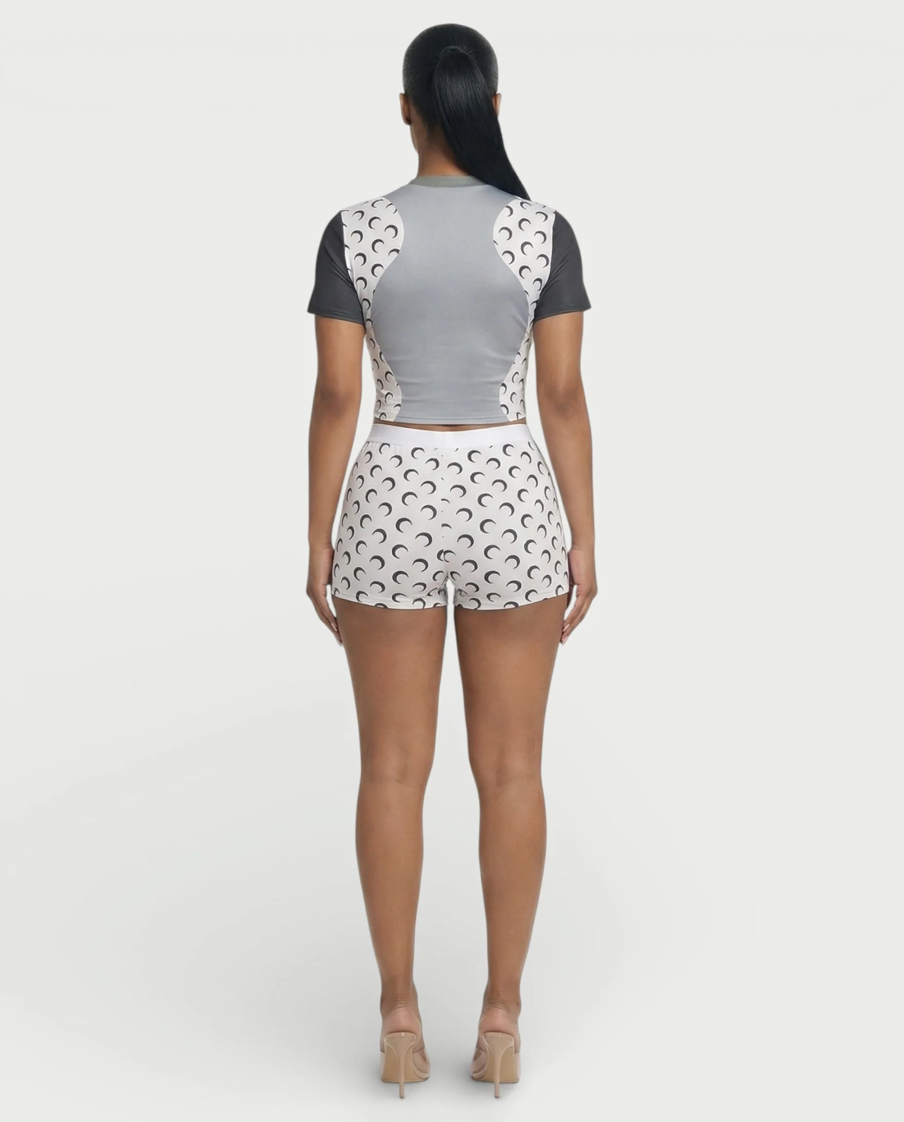 ZAVIA Crescent Contrast Print Crop Top & Shorts Set - Image 4
