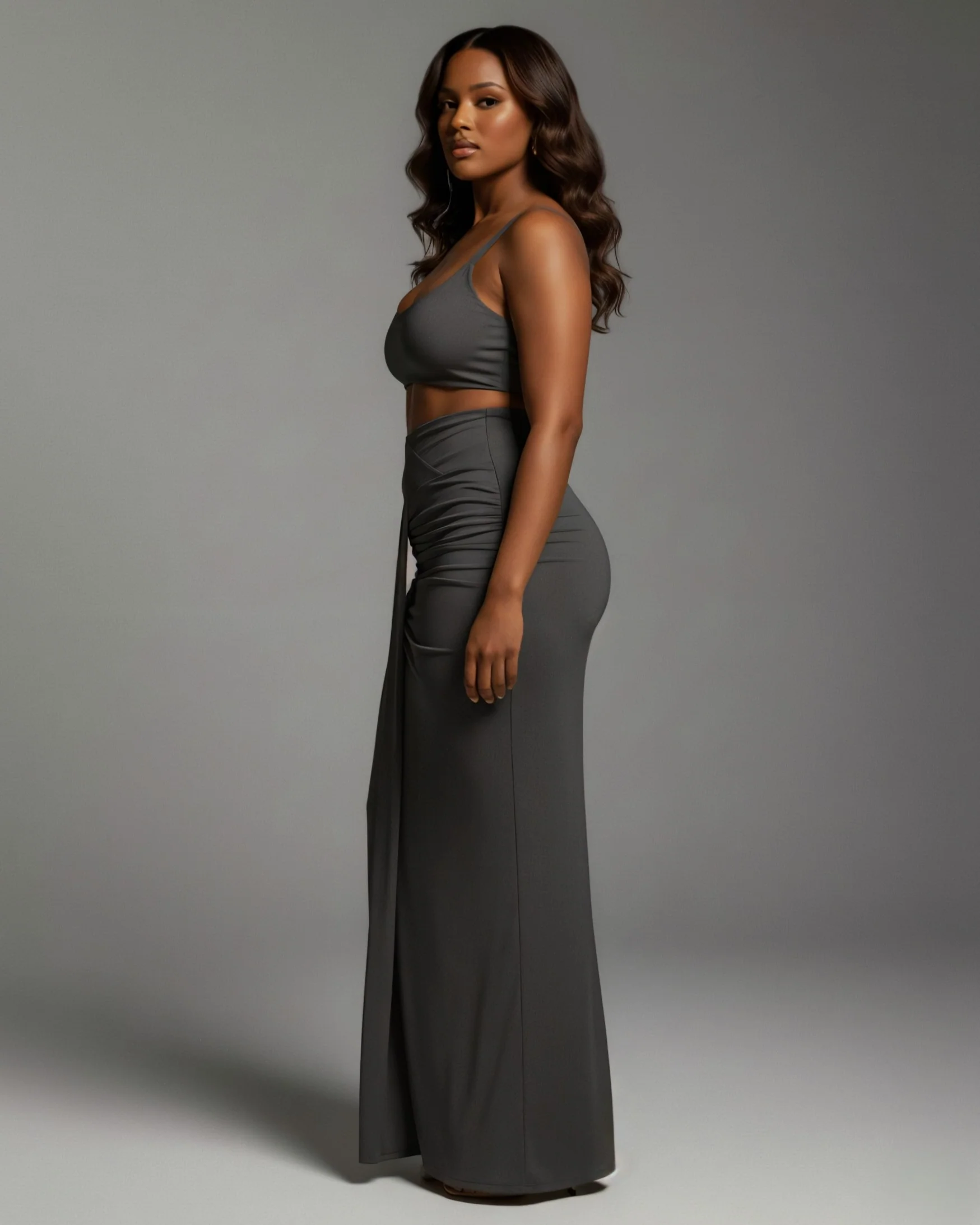 ZELLA Ruched High-Waist Draped Maxi Skirt - Image 11