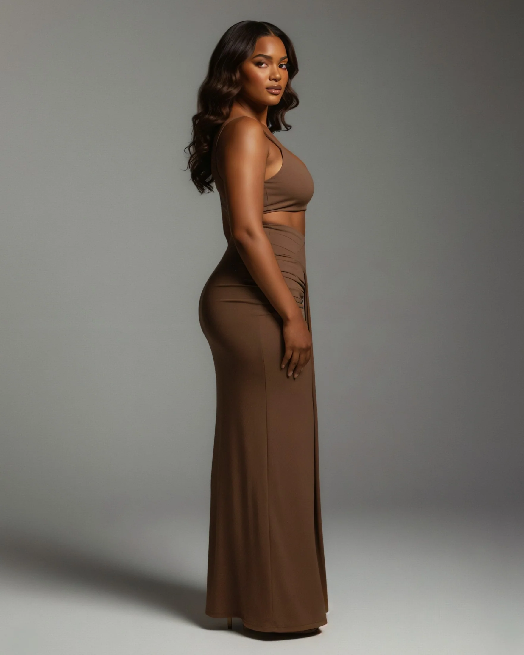 ZELLA Ruched High-Waist Draped Maxi Skirt - Image 19