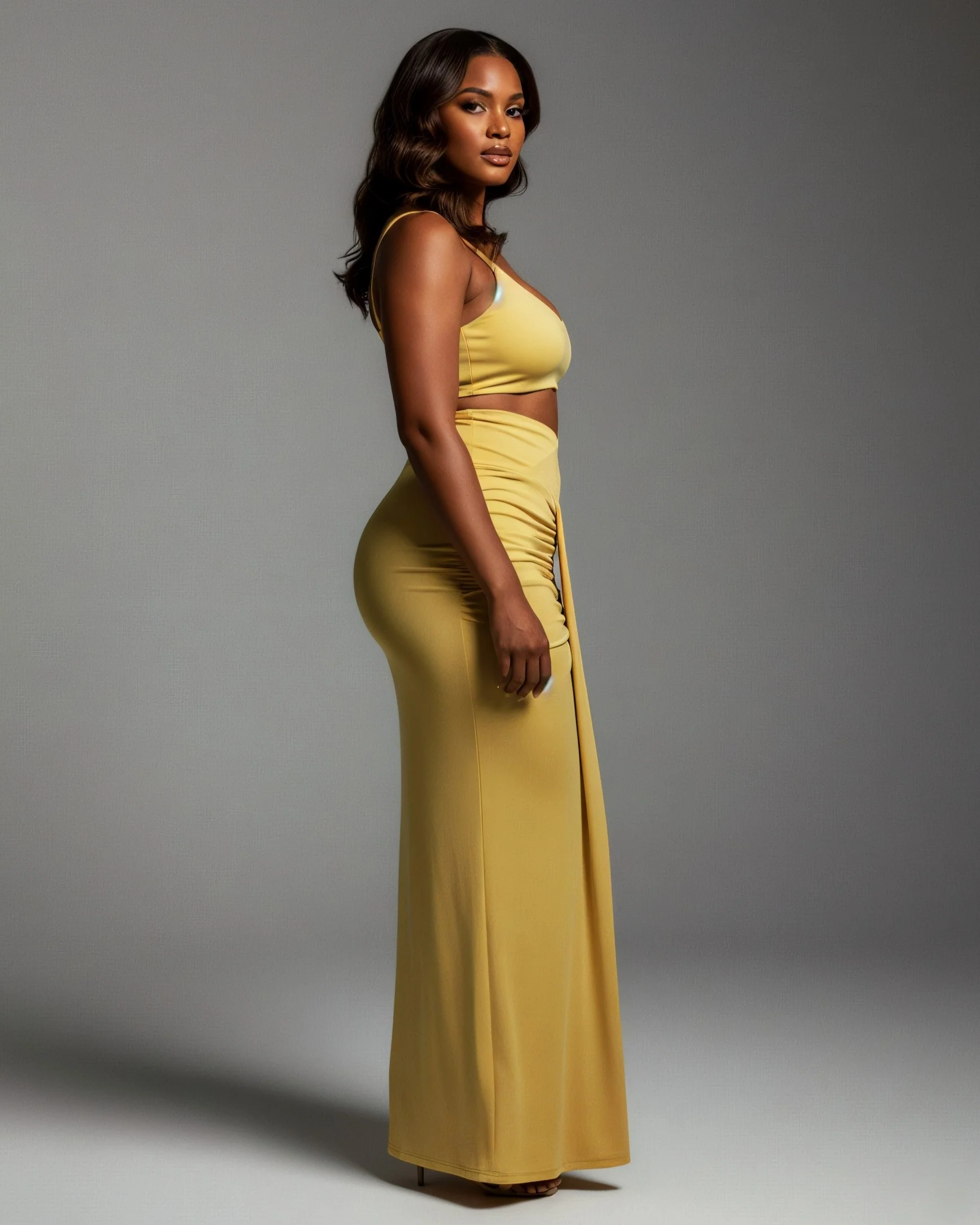 ZELLA Ruched High-Waist Draped Maxi Skirt - Image 3