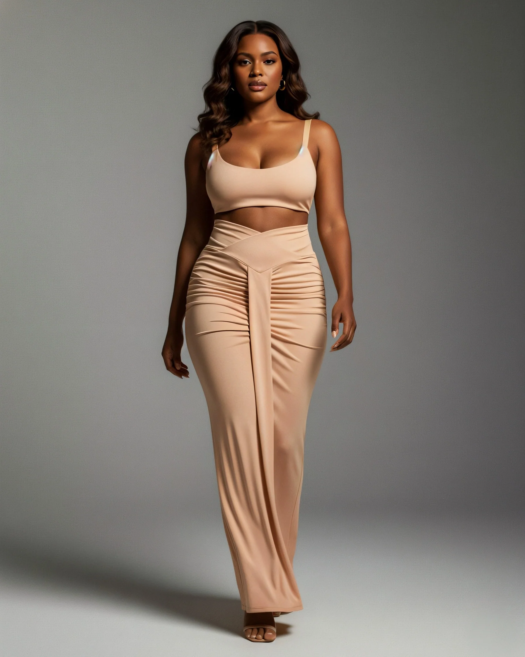 ZELLA Ruched High-Waist Draped Maxi Skirt - Image 5