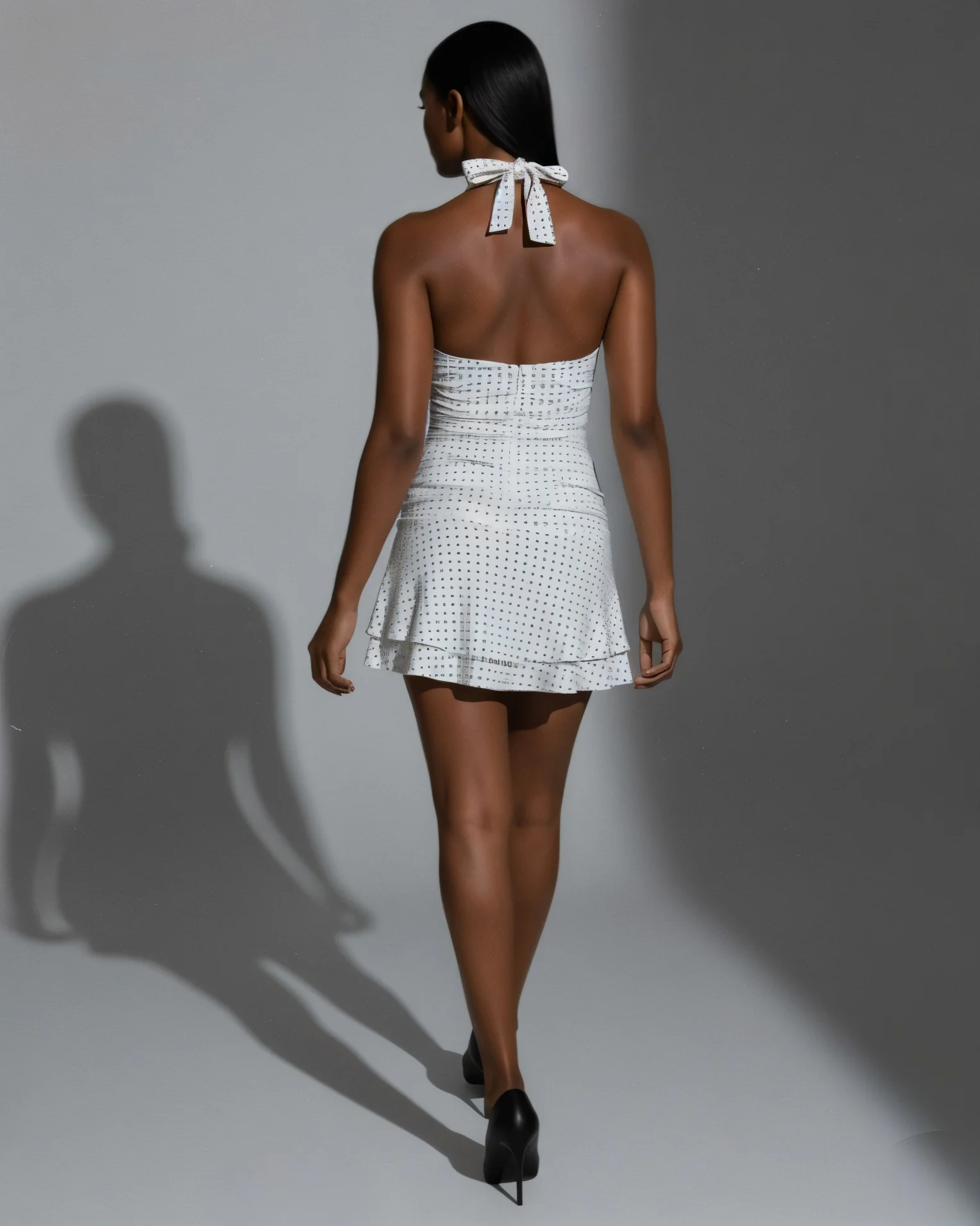 ZENNA Polka Dot Ruffle Halter Mini Dress - Image 8