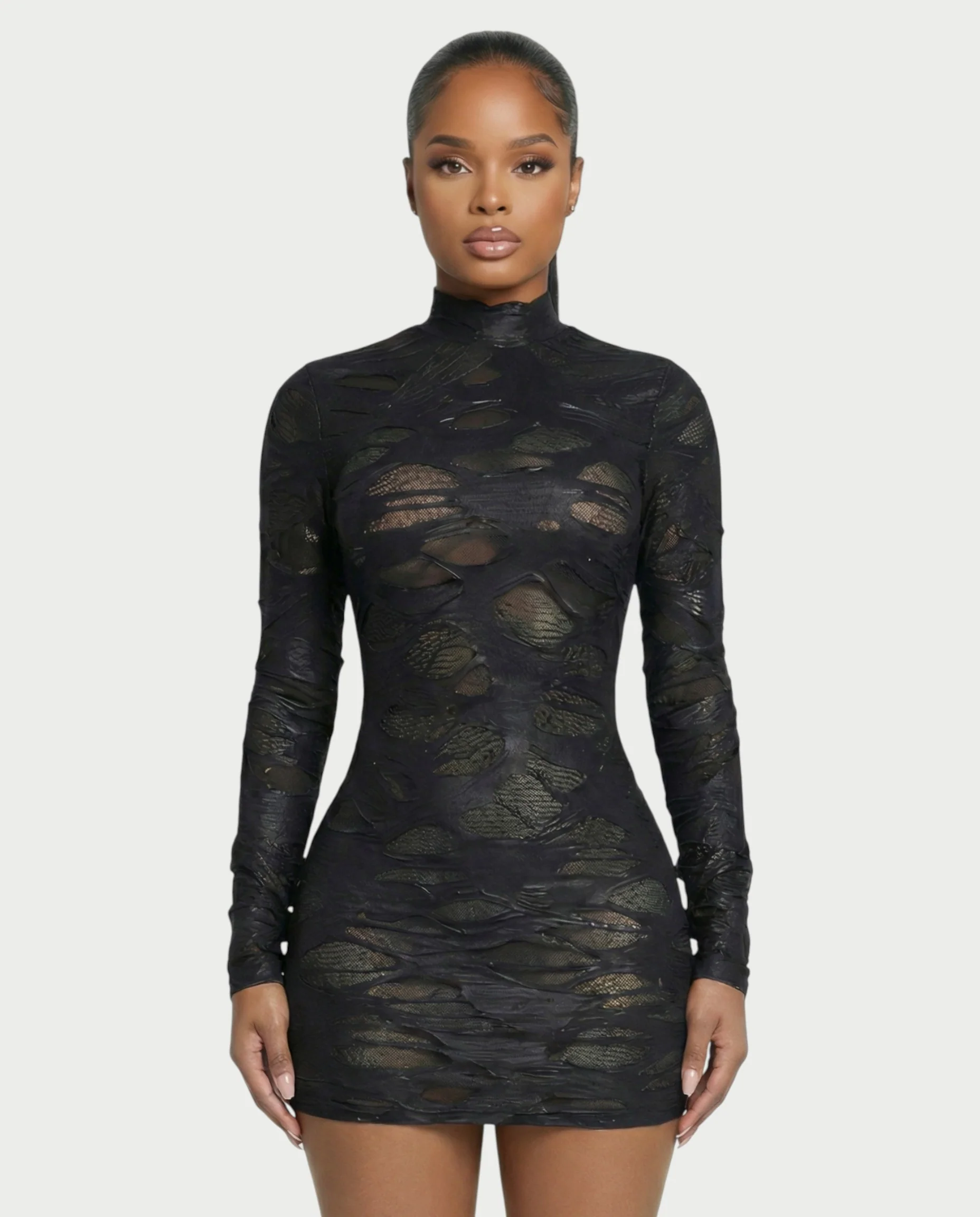 ZIVA Long Sleeve Textured Mini Dress - Image 4